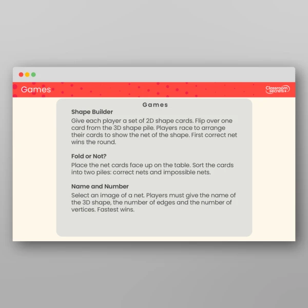 An image of the Nets of 3D Shapes Tutor PPT Resource