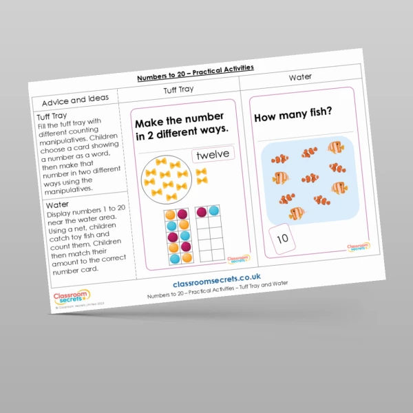An image of the Free Numbers to 20 Practical Activities Resource