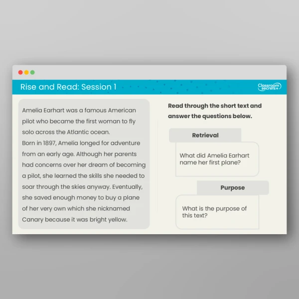 An image of the Rise and Read Amelia Earhart Resource