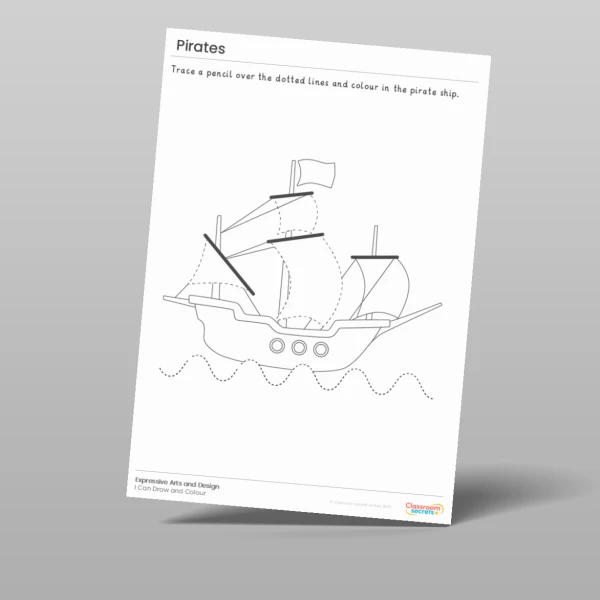 An image of the Free Pirates I Can Draw and Colour Resource