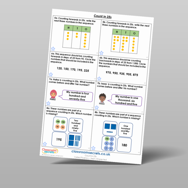 Year 4 Count In 25s Varied Fluency Resource | Classroom Secrets
