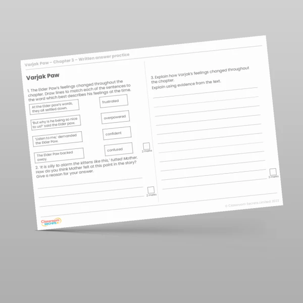 An image of the Reading Skills - Varjak Paw - Chapter 3 Resource
