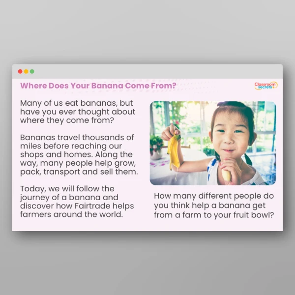 An image of the Fairtrade: The Journey of a Banana Teaching PPT Resource