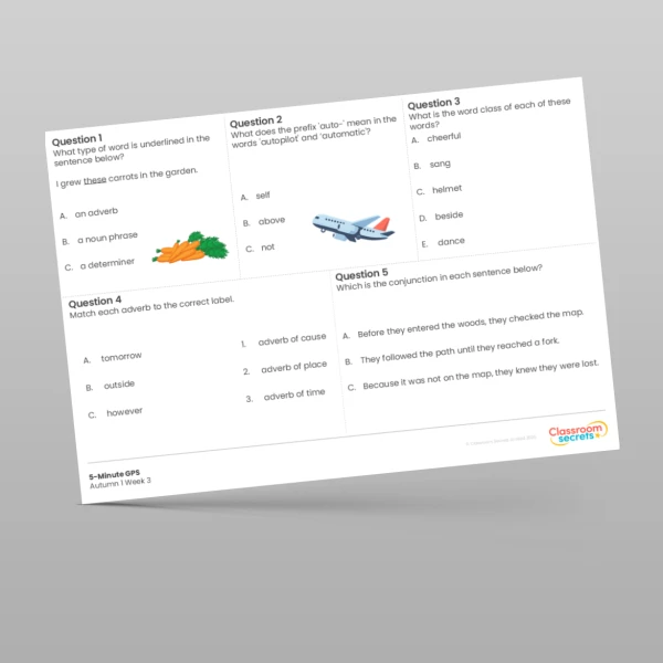 An image of the 5-Minute GPS Autumn 1 Week 3 Resource