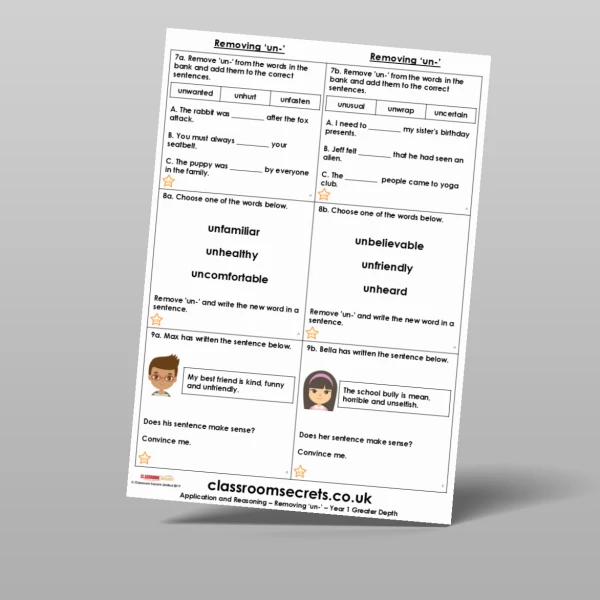 An image of the Removing 'un-' Application and Reasoning Resource