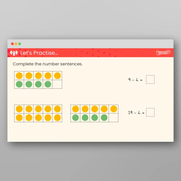 An image of the Subtract Ones Using Number Bonds Teaching PPT Resource