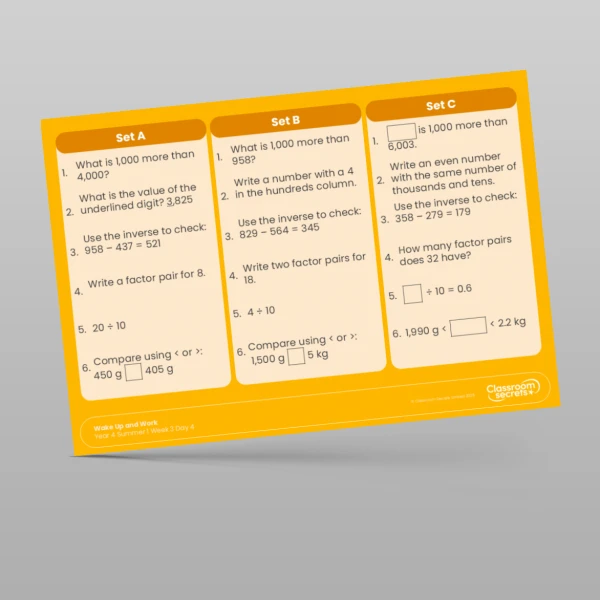 An image of the Summer 1 Week 3 Wake Up and Work Resource