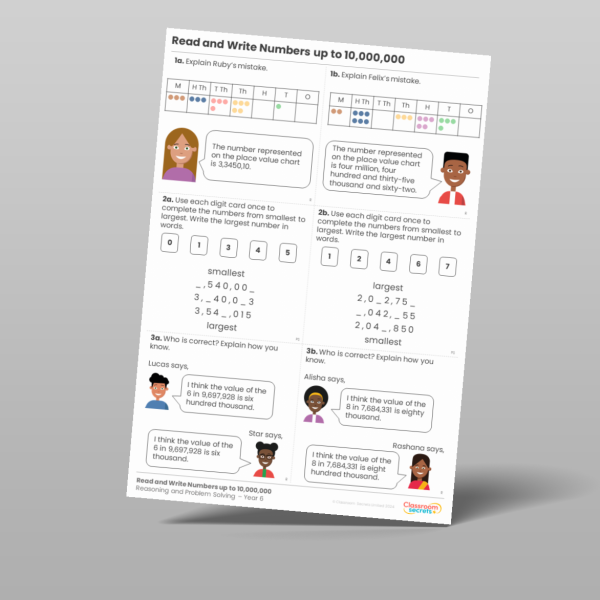 Year 6 Read And Write Numbers Up To 10 000 000 Reasoning And Problem ...
