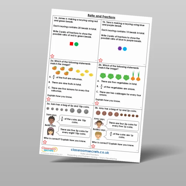 An image of the Ratio and Fractions Reasoning and Problem Solving Resource