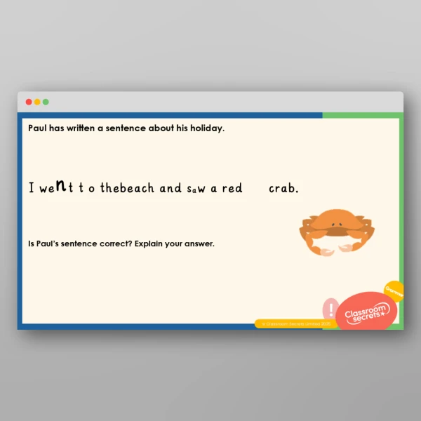 An image of the Spacing Letters and Words Teaching PPT Resource