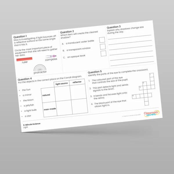 An image of the Light 5-Minute Science Resource