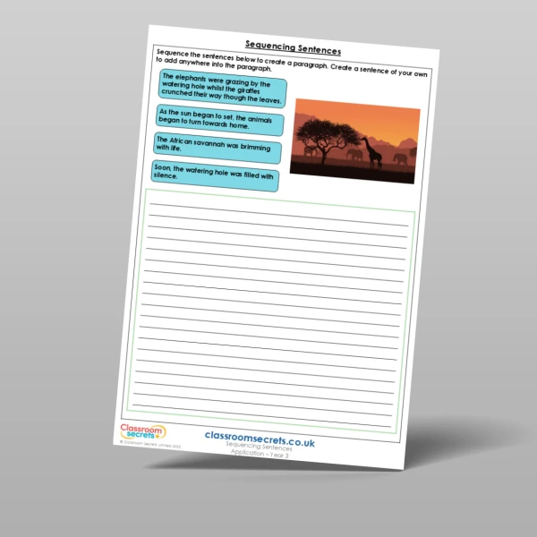 An image of the Sequencing Sentences Application Resource