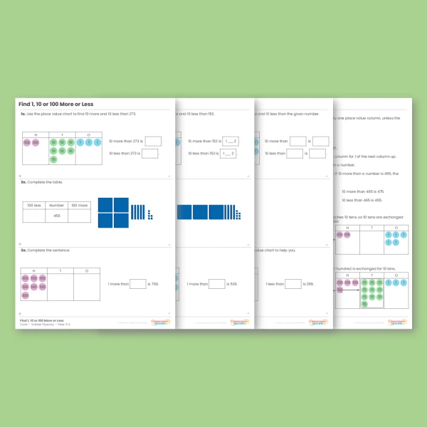 Year 3 Find 1, 10 or 100 More or Less Place Value Varied Fluency