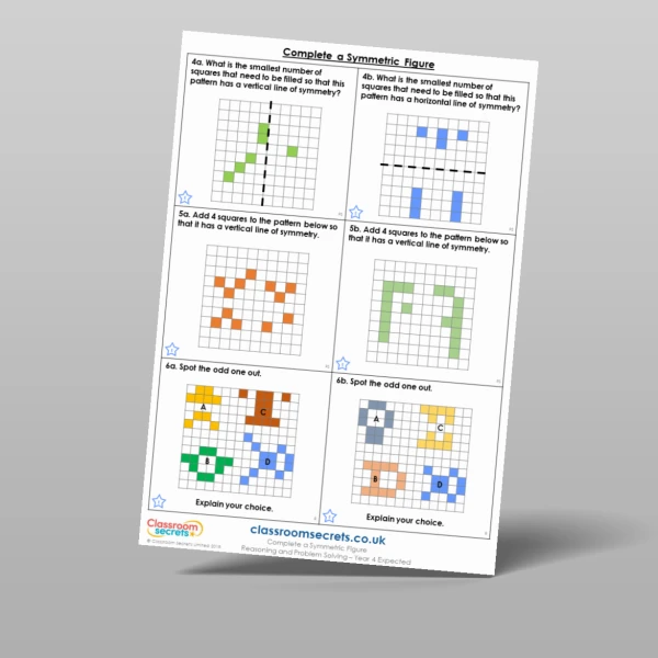 An image of the Complete a Symmetric Figure Reasoning and Problem Solving Resource