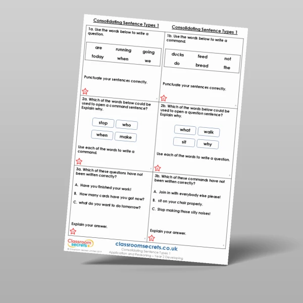 An image of the Consolidating Sentence Types 1 Application and Reasoning Resource