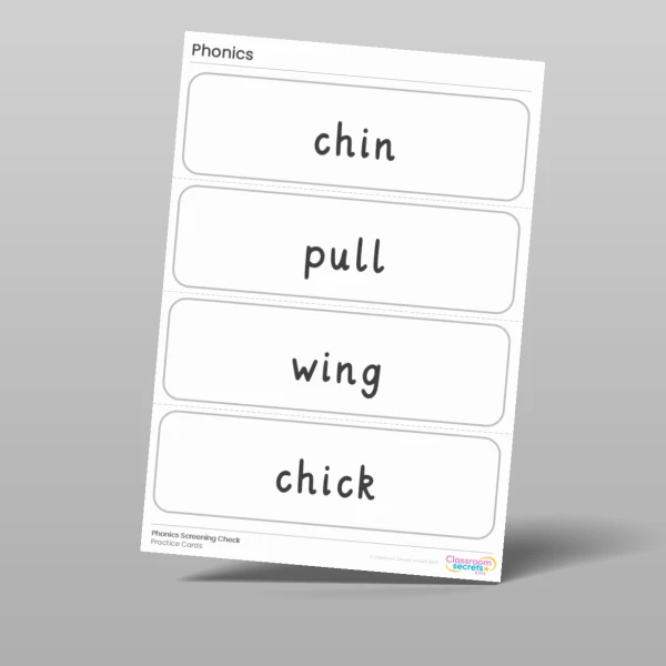 An image of the Phonics Screening Check Practice Cards Resource