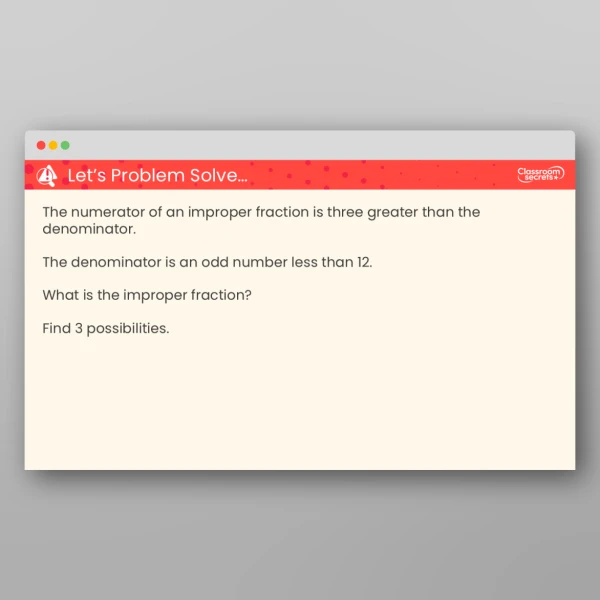 An image of the Understand Improper Fractions Teaching PPT Resource