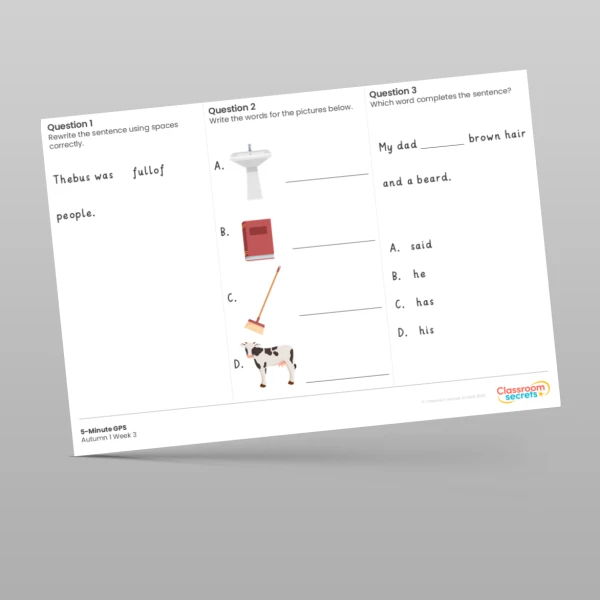 An image of the 5-Minute GPS Autumn 1 Week 3 Resource