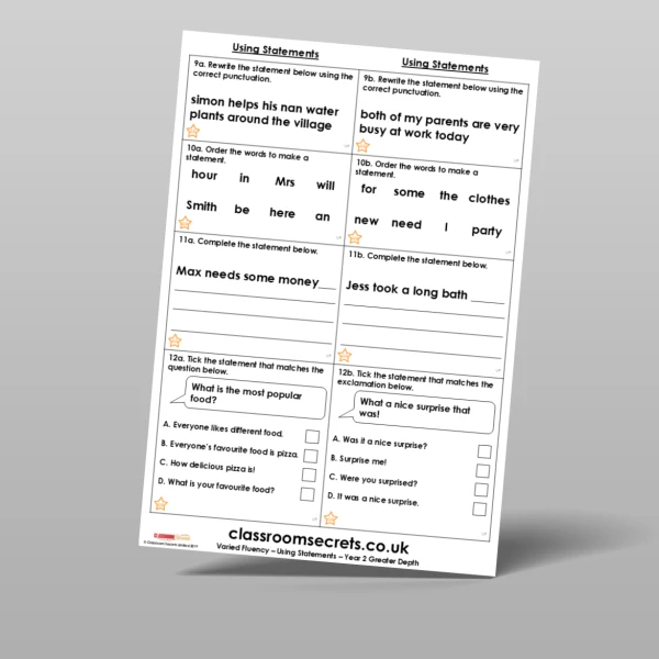 An image of the Using Statements Varied Fluency Resource