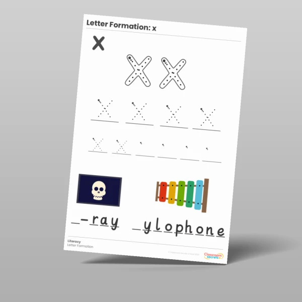 An image of the Letter Formation Worksheet: x Resource