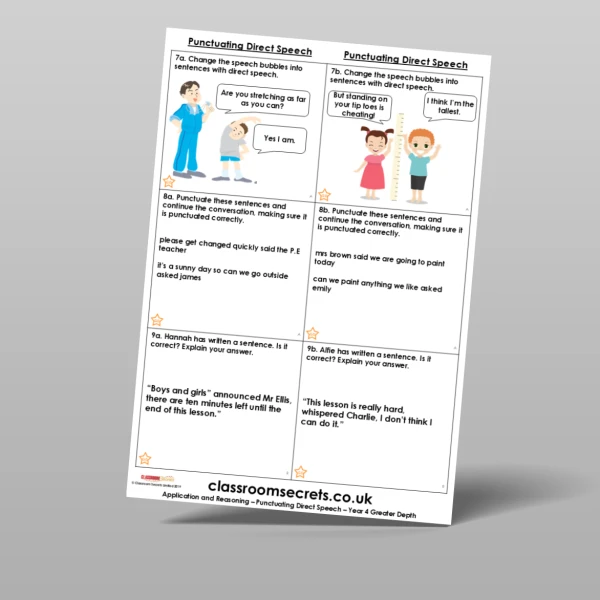 An image of the Punctuating Direct Speech Application and Reasoning Resource