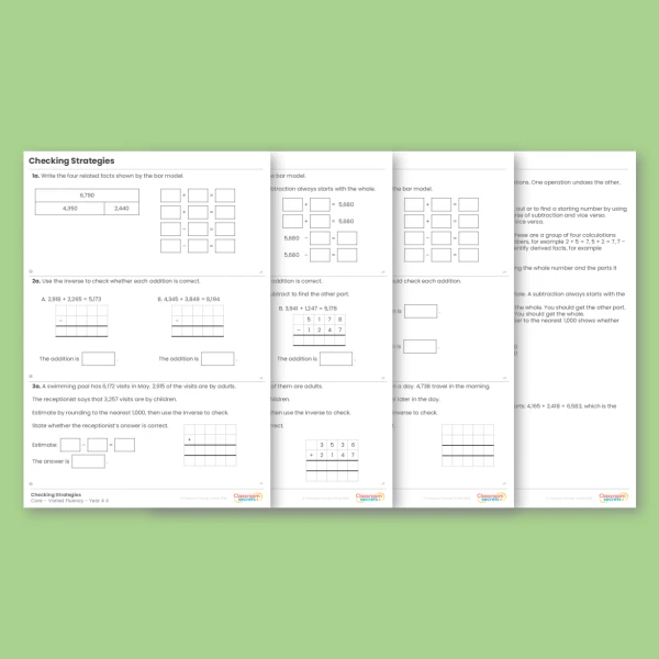 Year 4 Checking Strategies Addition and Subtraction Varied Fluency
