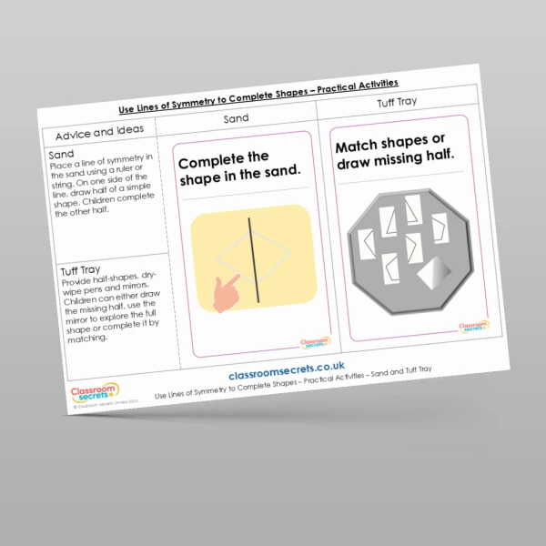 An image of the Use Lines of Symmetry to Complete Shapes Practical Activities Resource