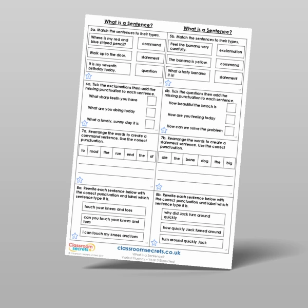 An image of the What is a Sentence? Varied Fluency Resource