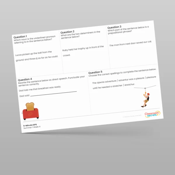 An image of the 5-Minute GPS Summer 1 Week 4 Resource