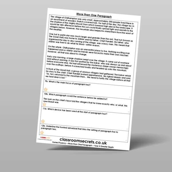 An image of the More than One Paragraph Varied Fluency Resource