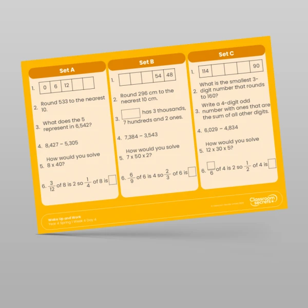 An image of the Spring 1 Week 4 Wake Up and Work Resource