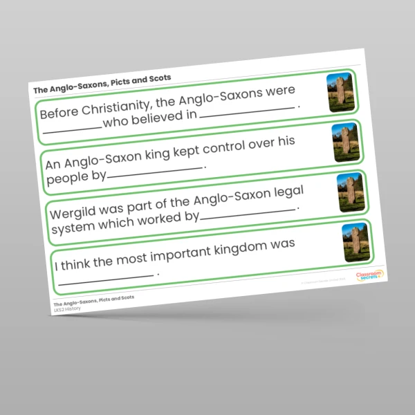 An image of the The Anglo-Saxons, Picts and Scots Stem Sentences Resource