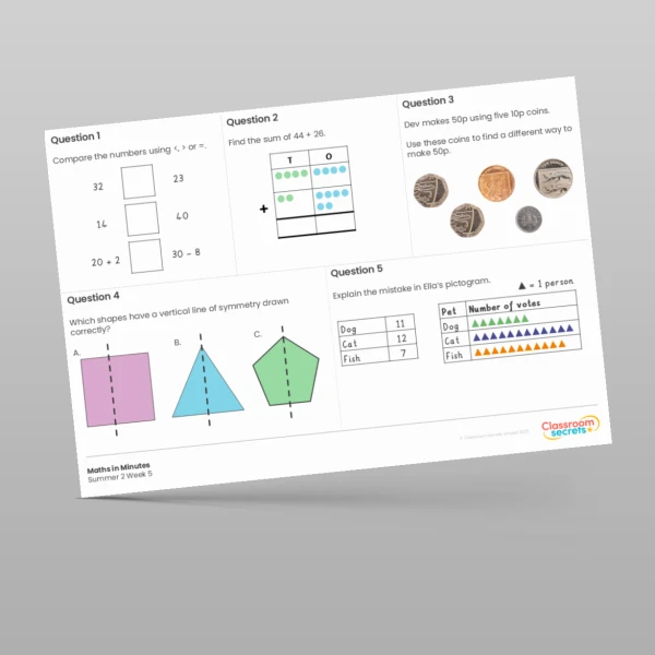 An image of the Summer 2 Week 5 Maths in Minutes Resource
