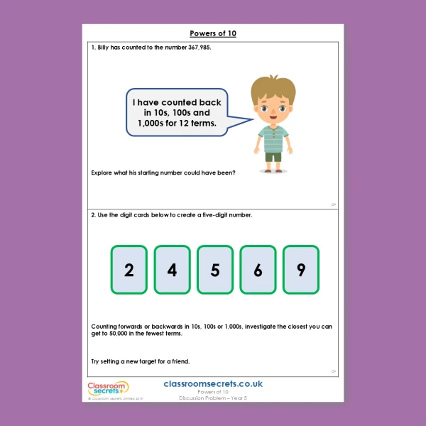 Year 5 Powers of 10 Place Value Deeper Reasoning Discussion Problem