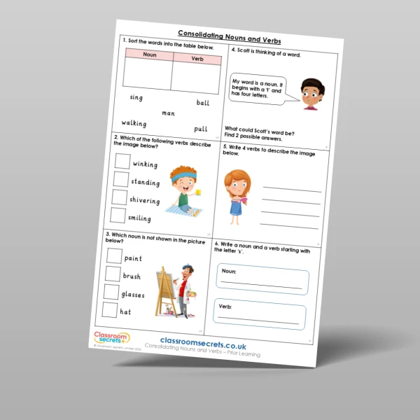 An image of the Consolidating Nouns and Verbs Prior Learning Resource