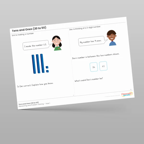 An image of the Tens and Ones (20 to 50) Reasoning and Problem Solving Resource