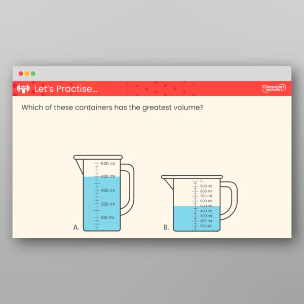 An image of the Compare Capacity and Volume Teaching PPT Resource