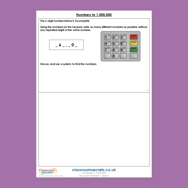 Year 6 Numbers to 1,000,000 Place Value Deeper Reasoning Discussion Problem