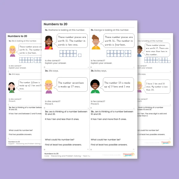 Year 2 Numbers to 20 Place Value Reasoning and Problem Solving