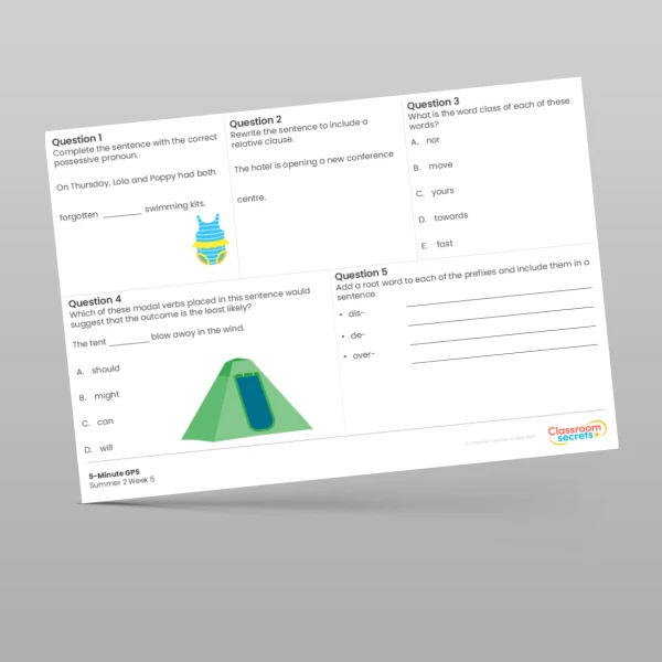 An image of the 5-Minute GPS Summer 2 Week 5 Resource