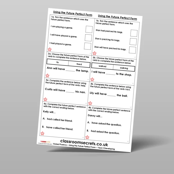 An image of the Using the Future Perfect Form Varied Fluency Resource
