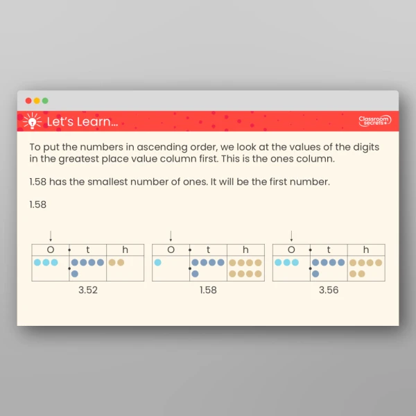 An image of the Order Decimals Teaching PPT Resource