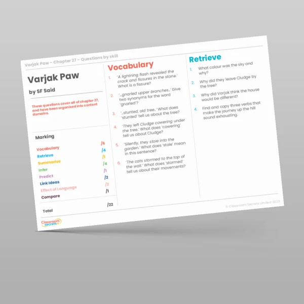 An image of the Reading Skills - Varjak Paw - Chapter 27 Resource