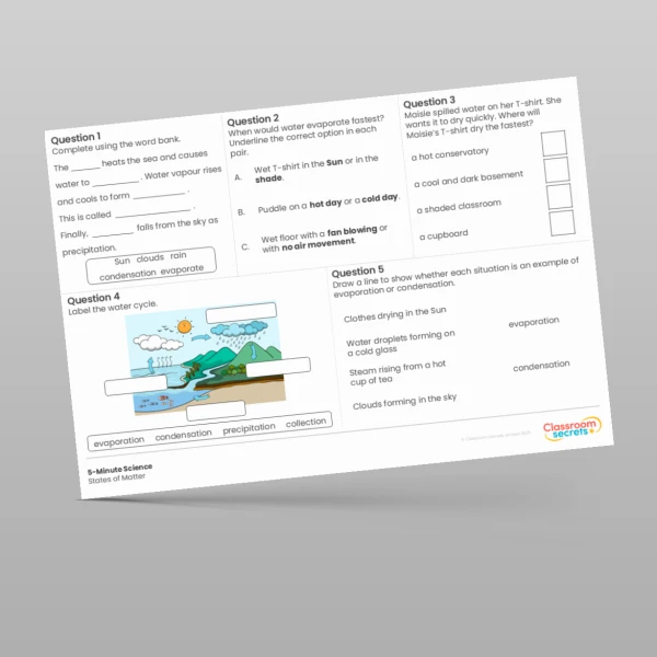 An image of the States of Matter 5-Minute Science Resource