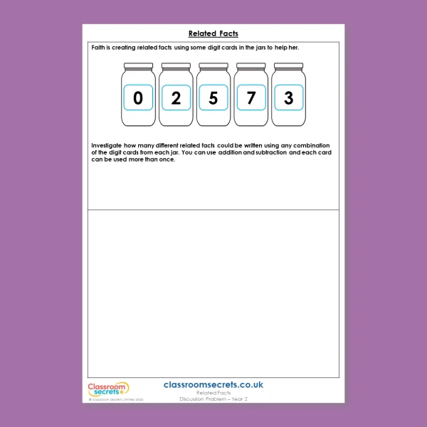 Year 2 Related Facts Addition and Subtraction Deeper Reasoning Discussion Problem