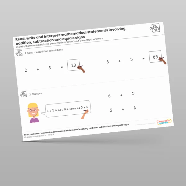 An image of the Addition and Subtraction Mistake Investigators Resource