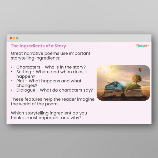 An image of the Narrative Poems Activity Resource