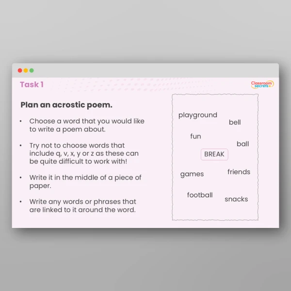 An image of the Acrostic Poems Activity Resource