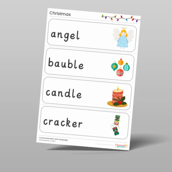 An image of the Christmas Vocabulary Cards Resource