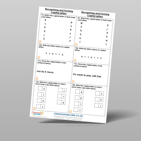 An image of the Free Recognising and Forming Capital Letters Varied Fluency Resource